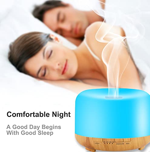 Hantoc Humidificador Aromaterapia Ultrasónico 450ml, Difusores de Aceite Perfumado Lámpara LED Colorida con Función Control Remoto para Yoga Salon SPA Vivir,Dormir, Bañarse