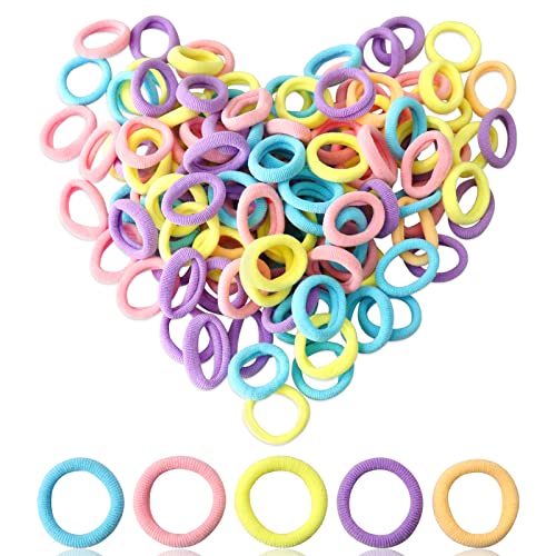 Hanyousheng Gomas del Pelo, Gomas Pelo Niña Pequeñas, 120 Pcs Mini Bandas de Pelo, Gomas Elásticas de Algodón, 5 Colores, Gomas para Bebes Pelo para Peinado Mujeres y Chicas