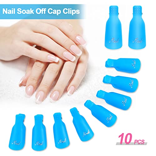 Hanyousheng Pinzas Uñas Quitaesmalte, 10 Piezas Pinzas Manicura Semipermanente, Acrylic Nail Art Clip ​Removedor, Azul Soak Off Clip Cap, Polish Remover Wrap Tool para Quitar el Esmalte de Uñas