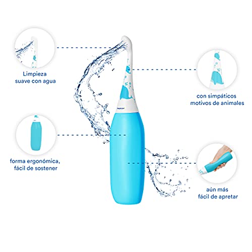 Happypo Bum Cleaner Botella de Agua de Higiene Íntima para Niños - Pulverizador de Agua Pieles Sensibles, Fácil de Apretar - Sustituye Toallitas y WC con Chorro - Bidé Portátil para WC con Bolsa