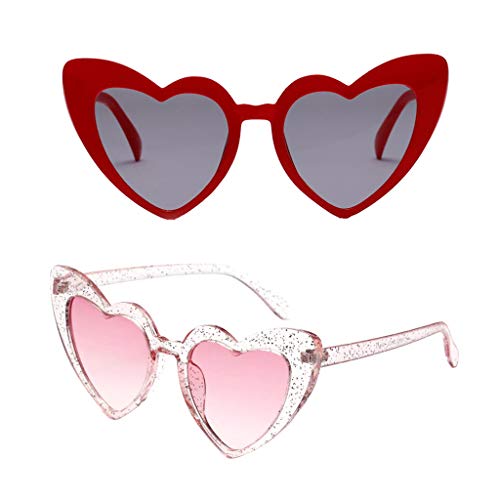 Harilla Paquete de 2 Gafas de Sol en Forma de Corazón para Mujer Summer Beach Shades Club Eyewear