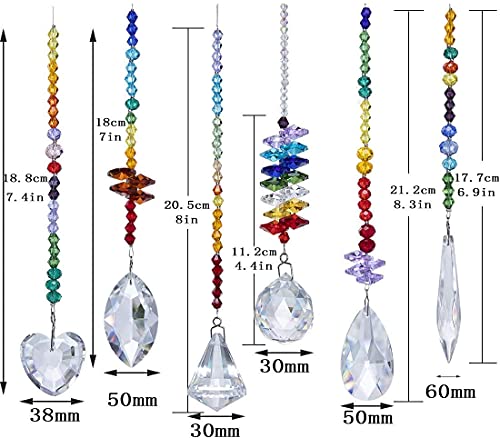 H&D HYALINE & DORA Rainbow Crystal Suncatcher Adorno colgante Octagon Chakra Colgante para decoración de jardín, juego de 6