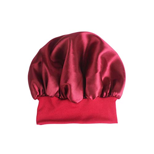 Healifty Sleep Night Cap Banda Ancha de satén Bonnet Night Head Cover Turbantes de Cabello Suave para Las Mujeres Belleza del Cabello Capa para el Cuidado del Cabello Quimioterapia (Rojo) 56-58 CM