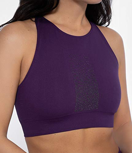 HEART AND SOUL Reggiseno Sportivo, Top Donna, Riviera Tuxedo-Purple Sujetador Deportivo, Mujer, Violeta, XS/S