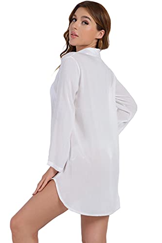 heekpek Mujer Gasa Pareos Traje De Baño Bikini Playa Manto Blusa Media Manga para Playa o Piscina,Vestido de Playa Vintage