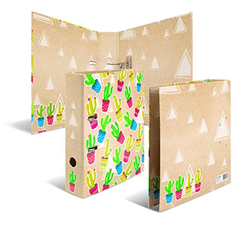 HERMA Archivador de anillas con palanca Tropical con motivo Familia de cactus, A4, 70 mm, con estampado interior, 1 carpeta con motivos