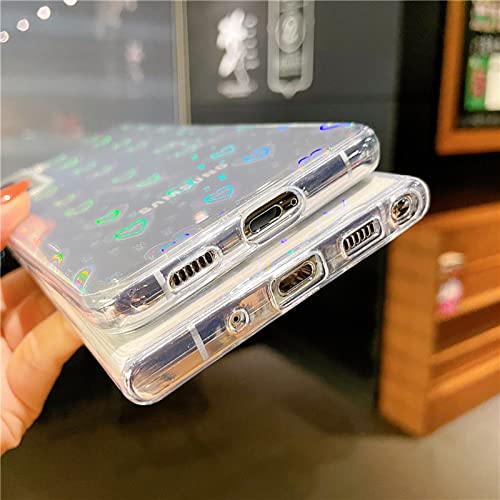 HHZYT Funda Compatible con Samsung Galaxy S22 Ultra Carcasa Transparente con Patrón de Corazón Brillante para Mujeres y Niñas Cubierta a Prueba de Golpes TPU Suave+PC Duro,Clear,For Samsung S22Ultra