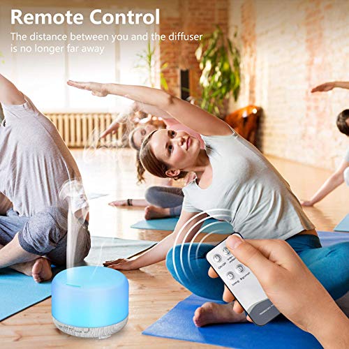 Hianjoo Aroma Diffuser Humidificador 450ml Humidificador Ultrasónico Aromaterapia Lámpara LED Colorida con Función Control Remoto para Yoga Salon Spa Vivir,Dormir, Bañarse, Hotel, Gris Claro