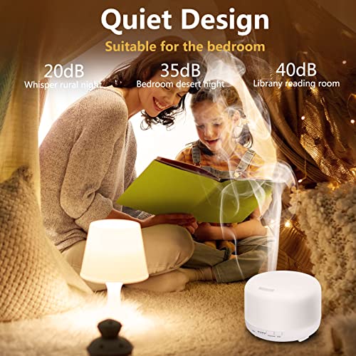 Hianjoo Aroma Diffuser Humidificador 450ml Humidificador Ultrasónico Aromaterapia Lámpara LED Colorida con Función Control Remoto para Yoga Salon SPA Vivir,Dormir, Bañarse, Hotel, Blanco Puro