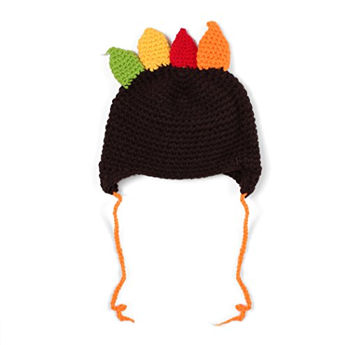 Hillento el día de Fiesta del día de Fiesta de Thanksgiving Sombrero del Pavo de Acción de Gracias, Casquillos Hechos Punto del Sombrero del Traje del Ganchillo para el niño Unisex del bebé, café, S