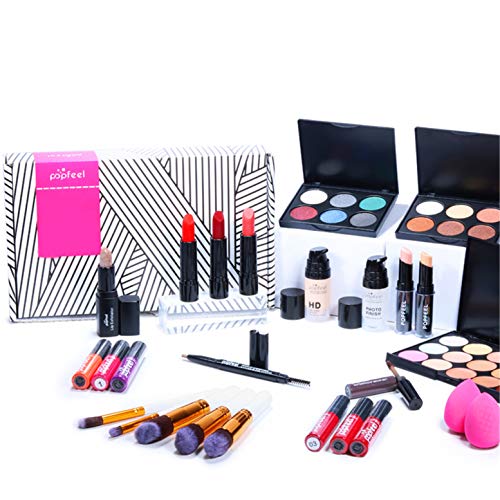 Holzsammlung 29 Piezas Juego de Maquillaje, Set de Maquillaje pour Cara y Labio Make-up, Kit de Inicio Completo con Sombra de Ojos+ Brocha de Maquillaje, para Set de Regalo para Mujeres y Niñas