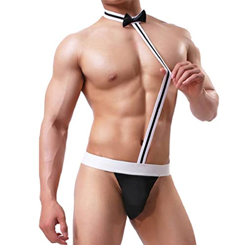 Hombre Sexy Pantalones Ropa Interior Tanga Hombre V Sling Manikini Bañador Pantalones Cortos de baño Traje de Fiesta Alternativo Bikini (Negro)