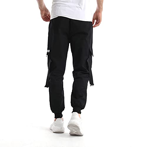 Hombres Pantalones de Carga,Pantalón Cargo Casuales,Pantalones de Hip Hop,Pantalones de Combate Holgados, Pantalone de Trabajo,Pants Sueltos Ocasionales (Negro Plus, 2XL)