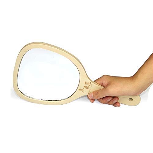 Home - mirror Zdong-Espejo Mango de Madera Espejo, de Alta definición Holding Espejo de Maquillaje Retro portátil de Mano Espejos adecuados for el Hospital del salón de Belleza Dental Productos