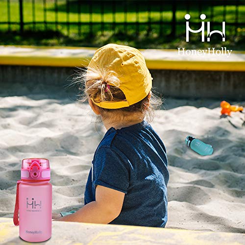 HoneyHolly Botella Agua Niños, 350ml sin BPA, a Prueba de Fugas Tritán, Botella Reutilizable, Botella Agua para Infantil, Escuela, Deportiva | Botella Agua Niños Colegio, con Filtro