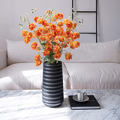 HUAESIN 3pcs Flores Artificiales Naranjas Decoracion Otoño con Tallo Largo 88cm Flor Naranja Artificial Campanula Simulacion para Halloween Navidad Todos los Santos Jarrones Boda Fiesta Mesa Hogar