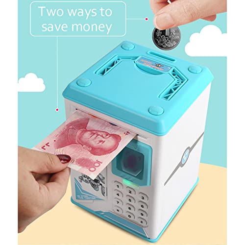 Hucha Electrónica para Niños - Hucha Digital con Contraseña y Luz UV - Hucha Eléctrica Grande para Monedas y Billetes - Gran Máquina de Ahorro Automático Mini ATM,Rosado