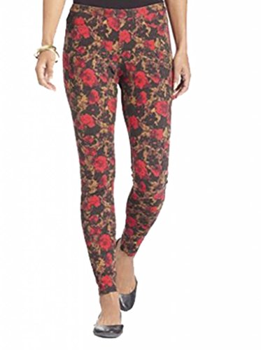 Hue Women's Abstract Floral Jeans, Deep Red, Small
