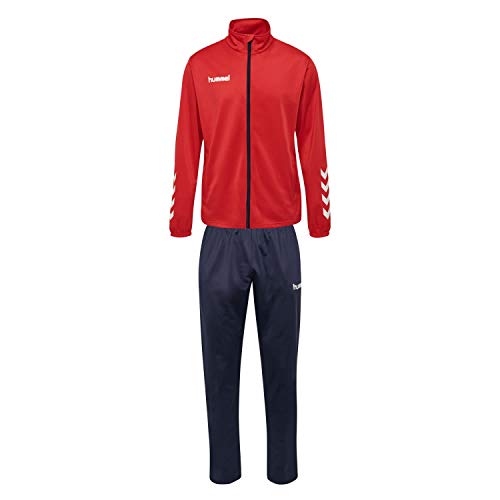 hummel Conjunto Promo Polipropileno Track Suit, Hombre, Rojo y Azul Marino, Small