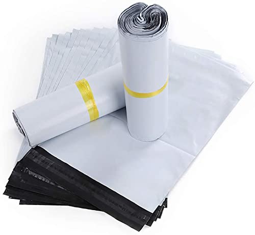 HVDHYY Bolsas para Envíos por Correo Sobres 100pcs 25cmX35cm /10‘’X14'' Postales Plástico de Genérico Envío por correo Bolsas Sacos Polietileno Autoadhesivas Embalaje Sobres para Postales Blanco Opaca