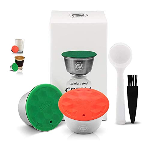 i Cafilas Recargable Dolce Gusto Cápsula Milk Bubber Capsule para Dolce Gusto, Reutilizable Recargable Cápsula Filtro para Dolce Gusto, 2pcs Capsule con Cuchara de café, Cepillo