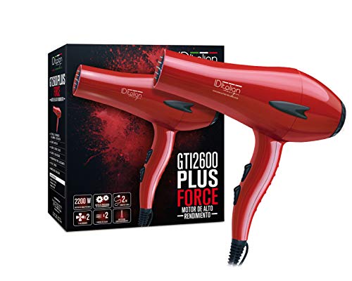 ID Italian Design | Pack Cuidado del Cabello con Rizador de Pelo y Secador de Pelo Profesional 3 Modos de Calor, 2 Velocidades de Color Rojo - 2200W