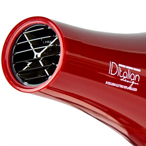 ID Italian Design | Pack Cuidado del Cabello con Rizador de Pelo y Secador de Pelo Profesional 3 Modos de Calor, 2 Velocidades de Color Rojo - 2200W