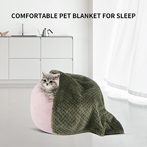 IEUUMLER Manta para Perros Alfombrilla para Dormir Profunda Cama para Mascotas Doble Propósito Coral Vellón Esponjoso FC007 (M (76x52cm), Army Green+Bean Paste Red+Coffee)