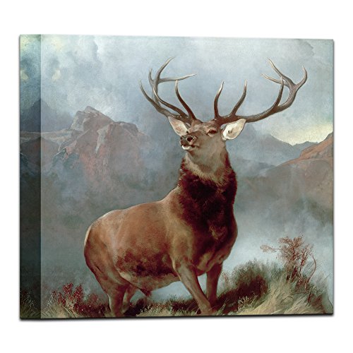 Impresión artística sobre lienzo, diseño de Monarch of the Glen Sir Edwin Landseer, 58 x 58 cm