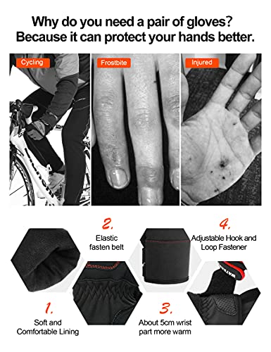 INBIKE Guantes Ciclismo Invierno para Hombre, Guantes De Pantalla Táctil con Dedos Completos Cortavientos E Impermeable(Rojo,L)