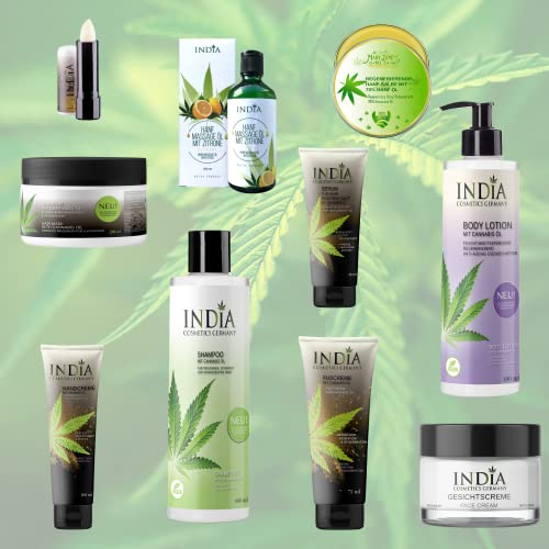 INDIA COSMETICS ALEMANIA Set de cosméticos de cáñamo, aceite de cáñamo sativa, de primera calidad orgánica, libre de crueldad animal, para antienvejecimiento y neurodermatitis