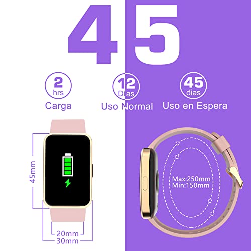 IOWODO R5 Reloj Inteligente Mujer,Pulsera de Actividad con Oxígeno en Sangre (SpO2),1.57'' Smartwatch Impermeable IP68 con Monitor de Frecuencia Cardíaca,Sueño Podómetro y Calorías para Andriod y iOS