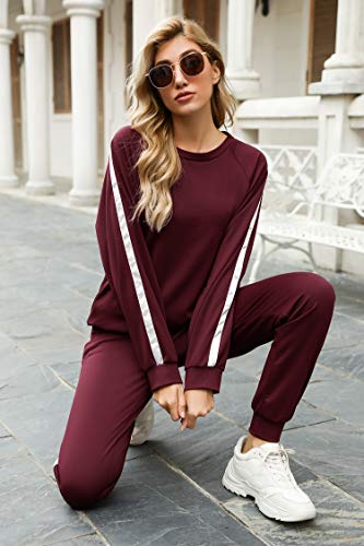 Irevial Conjunto Deporte Mujer, Chándal Mujer Completo 2 Piezas, Ropa Manga Larga de Casa Casual de Primavera Otoño, Conjunto Deportivo, Yoga, Fitness Mujer