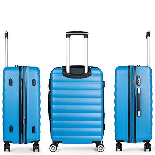 ITACA - Maleta de Viaje rígida 4 Ruedas Mediana Trolley 65 cm de ABS. Dura Extensible Cómoda Práctica y Ligera. Calidad Marca y Precio. Estudiante y Profesional. 71260, Color Azul Cian