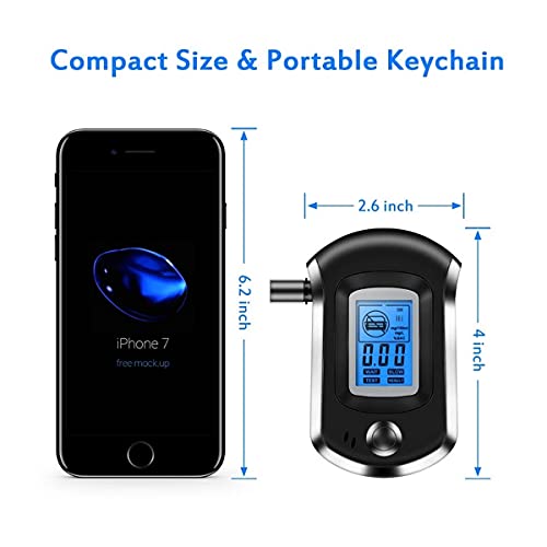 ItsyFox Alcoholimetro Digital Homologado, Alcohol Tester Breathalyzer, Profesional Probador de Alcohol portátil con Pantalla LCD y 4 Boquillas