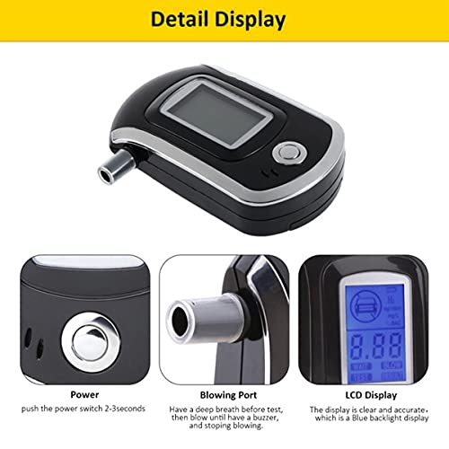 ItsyFox Alcoholimetro Digital Homologado, Alcohol Tester Breathalyzer, Profesional Probador de Alcohol portátil con Pantalla LCD y 4 Boquillas