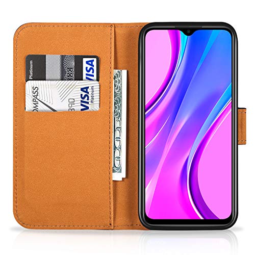 ivencase Funda Compatible con Xiaomi Redmi 9 y Protector de Pantalla y Pen, Libro Caso Cubierta la Tapa magnética Protector de Billetera Cuero de la PU Carcasa - Negro