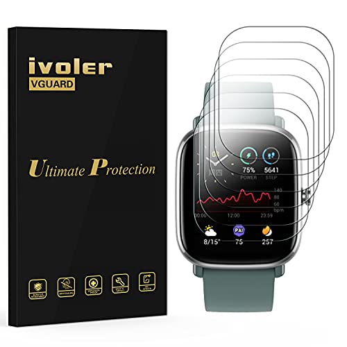 ivoler 6 Piezas Protector de Pantalla para Amazfit GTS 2 Mini/Amazfit Bip U/Amazfit Bip U Pro, [Cobertura Completa] [líquida Instalar] [No Burbujas] HD Transparente TPU Suave láminas Protectora