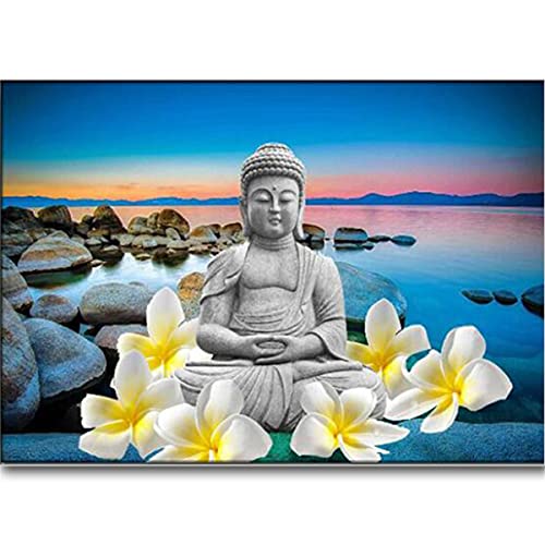 Ivpss Plumeria Y Buda Estatua Zen Cuadrado Completo 5 D Pintura De Diamantes De Diamante Mosaico De Punto De Cruz De Diamante Completo Venta Icono De Religión 60x90cm NoFramed