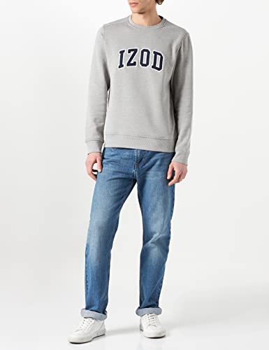 Izod Applique Fleece Crew Sudadera, Gris (Lt Grey Htr 052), Medium (Talla del Fabricante: MD) para Hombre