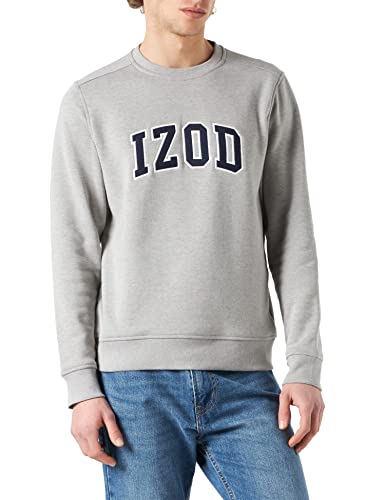 Izod Applique Fleece Crew Sudadera, Gris (Lt Grey Htr 052), Medium (Talla del Fabricante: MD) para Hombre