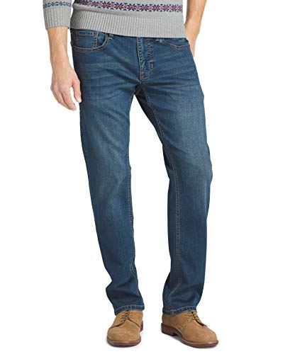 IZOD Men's Comfort Stretch Denim Jeans (Regular,Straight, and Relaxed Fit), Soft LUX Mavericks Blue, 32x30