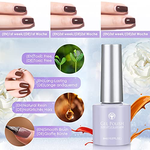 Janolia Kit de Esmaltes de Uñas 6 Colore de Gel UV para Uñas 2 Colore Gel de Extensión de Uñas Capa Base Capa Superior Lámpara de Uñas LED UV Uñas de Gel para el Diseño de Uñas Apto para Principiantes