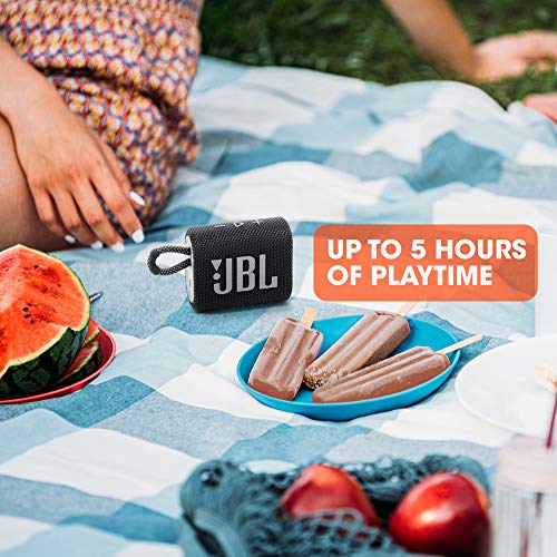 JBL GO 3 - Altavoz inalámbrico portátil con Bluetooth, resistente al agua y al polvo (IP67), hasta 5h de reproducción con sonido de alta fidelidad, azul