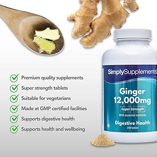 Jengibre 12000mg | Extra Fuerte - ¡Bote para 8 meses! - Apto para veganos - 240 Comprimidos - SimplySupplements