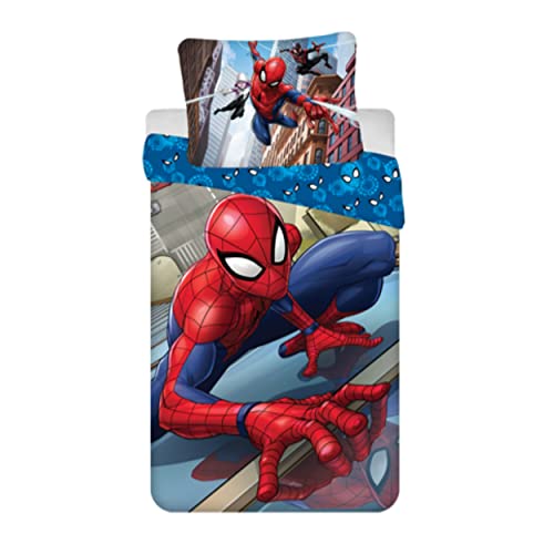 Jerry Fabrics F - Juego de cama - Spider Man - Marvel - 2 piezas - Niño - Funda nórdica - Reversible - 140 x 200 - Funda de almohada - 70 x 90 cm - 100% poliéster