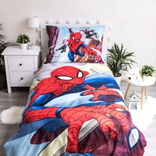 Jerry Fabrics F - Juego de cama - Spider Man - Marvel - 2 piezas - Niño - Funda nórdica - Reversible - 140 x 200 - Funda de almohada - 70 x 90 cm - 100% poliéster