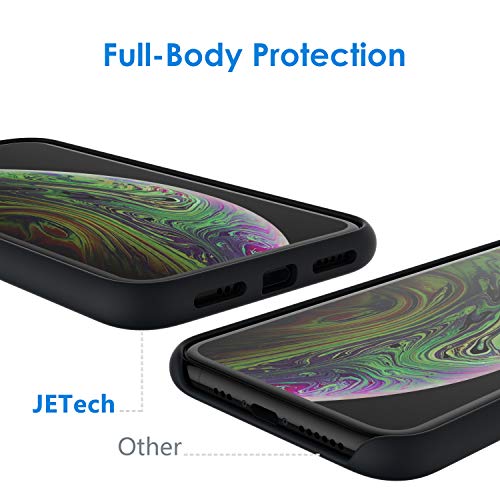 JETech Funda de Silicona Compatible iPhone X, iPhone XS, 5,8", Sedoso-Tacto Suave, Cubierta a Prueba de Golpes con Forro de Microfibra (Negro)