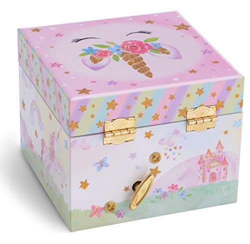 Jewelkeeper - Caja Joyero Musical con Unicornio Arco Iris y Estrellas de Lentejuelas, Equipado de un Cajón Extraíble - Melodía The Unicorn