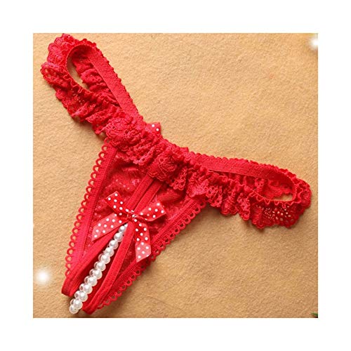 JINGGEGE Jengijo Sexy lencería Estilo Estilo Lindo Perla Picos Abiertos t Pantalones con Encanto Boudoir Amante Ropa Interior Trajes (Color : Red, Size : One Size)